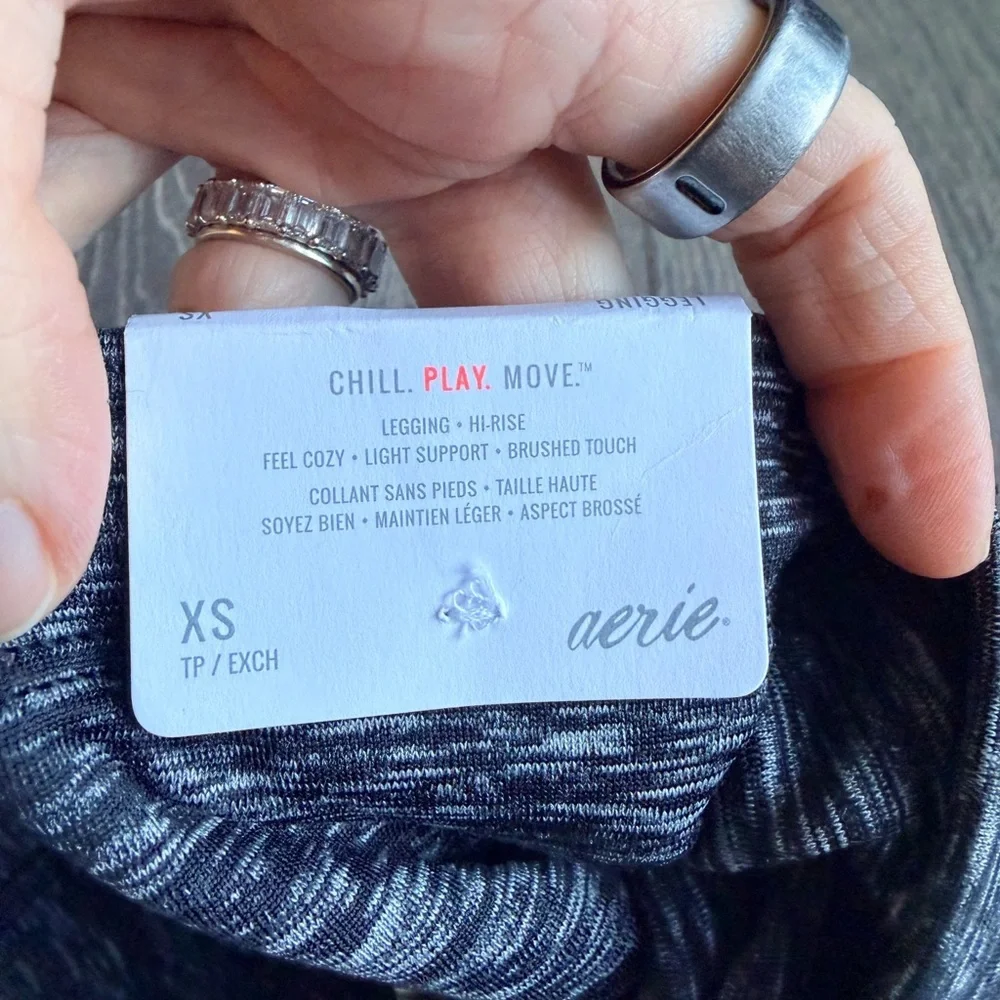 Aerie Chill Play Move Brushed Touch Legging in Gray Stripe Size XS